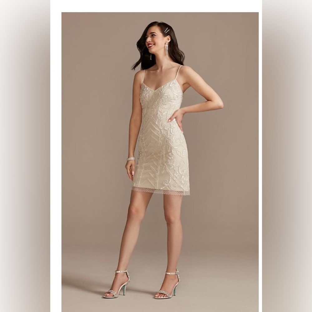 David’s Bridal Hand-Beaded Embellished Lace Dress, Size 2, NWT, never worn!